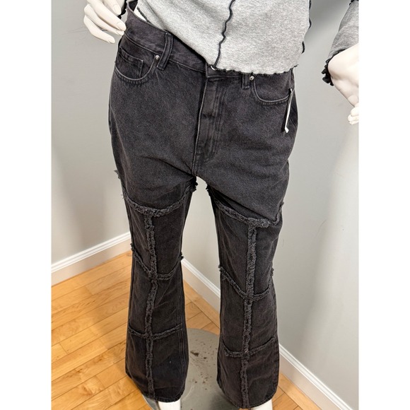 PacSun Eco Black Frayed High Waisted Bootcut Jeans Size 28 - Picture 10 of 16